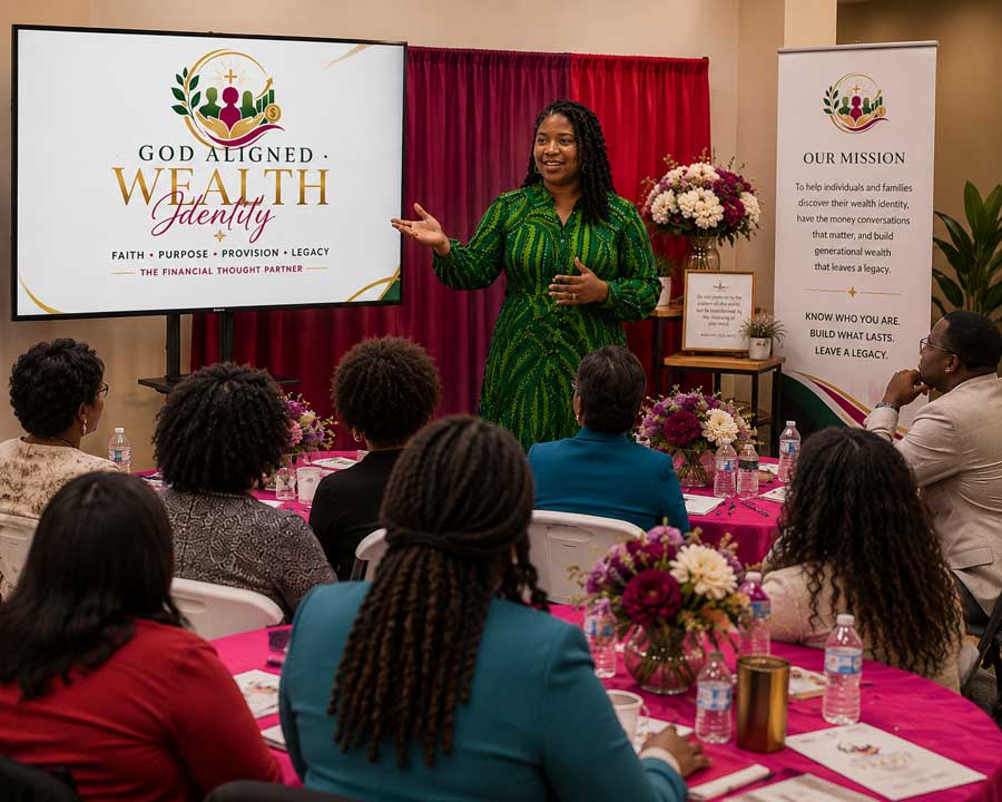 Dr. Lea Bush teaching a financial workshop
